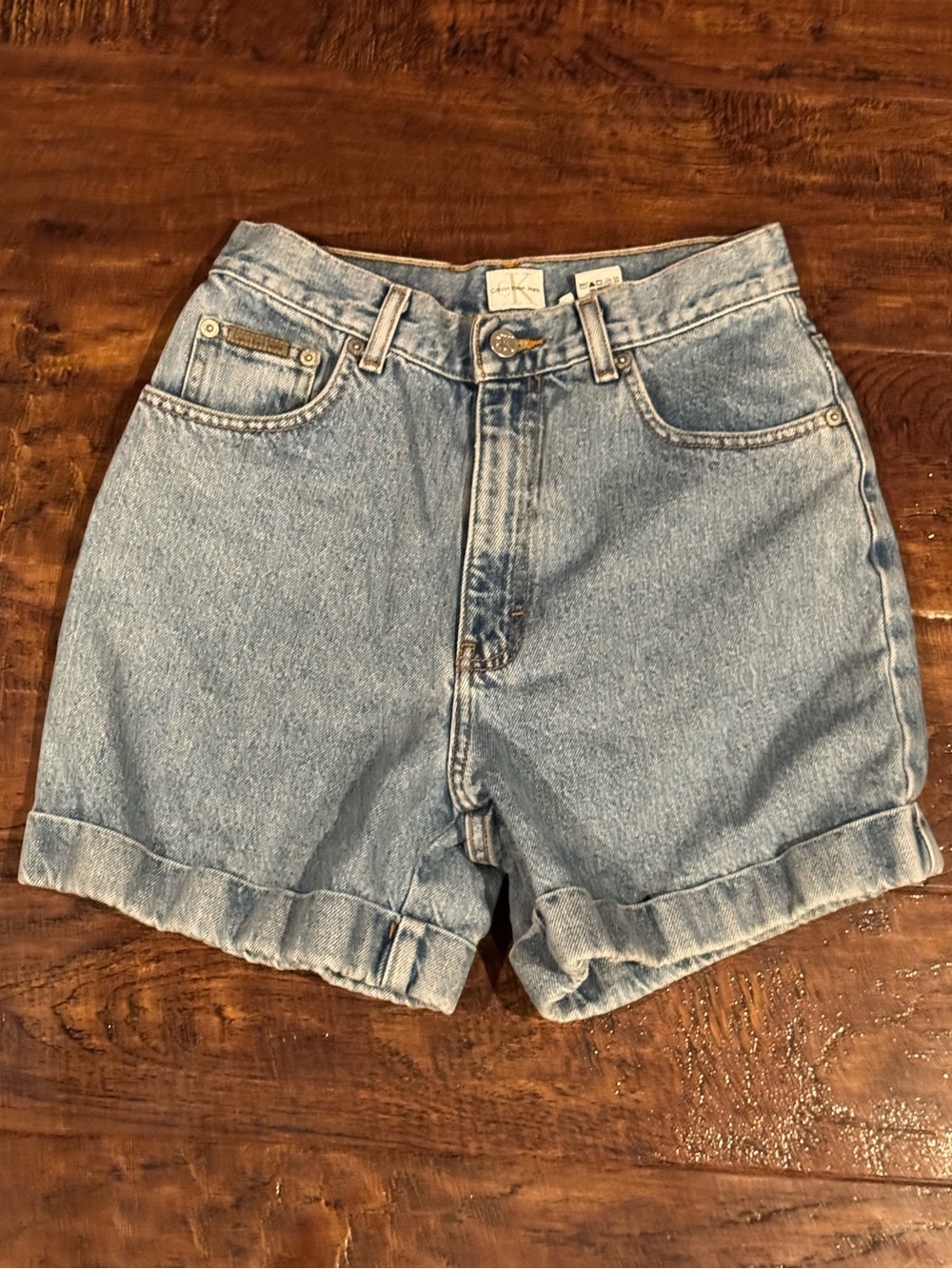 Vintage Calvin Klein Cuffed Denim Shorts High Rise Size 6